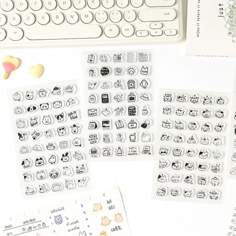 Mini Cute Daily Life Symbol Clear Stamp Set Scrapbooking Craft Supplies Animal Cartoon Silicone Stamping Seal for Hobbyists