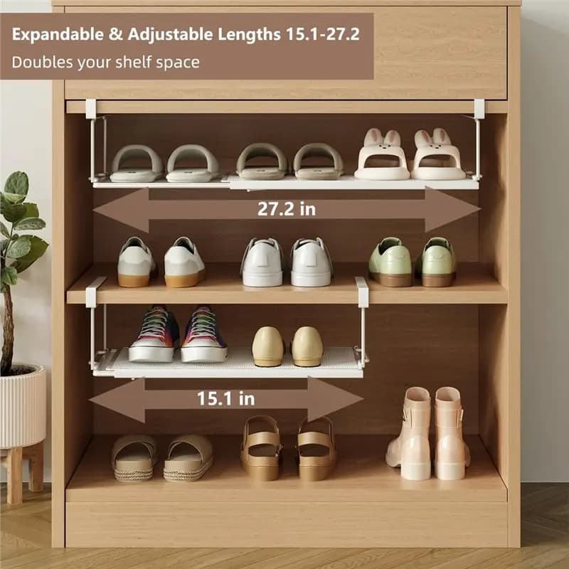 【TODAY-ONLY!】Expandable Under-Shelf Shoe Rack For Closet-No-Tool Installation(1-Pack), Adjustable Under-Shelf Storage Organizer