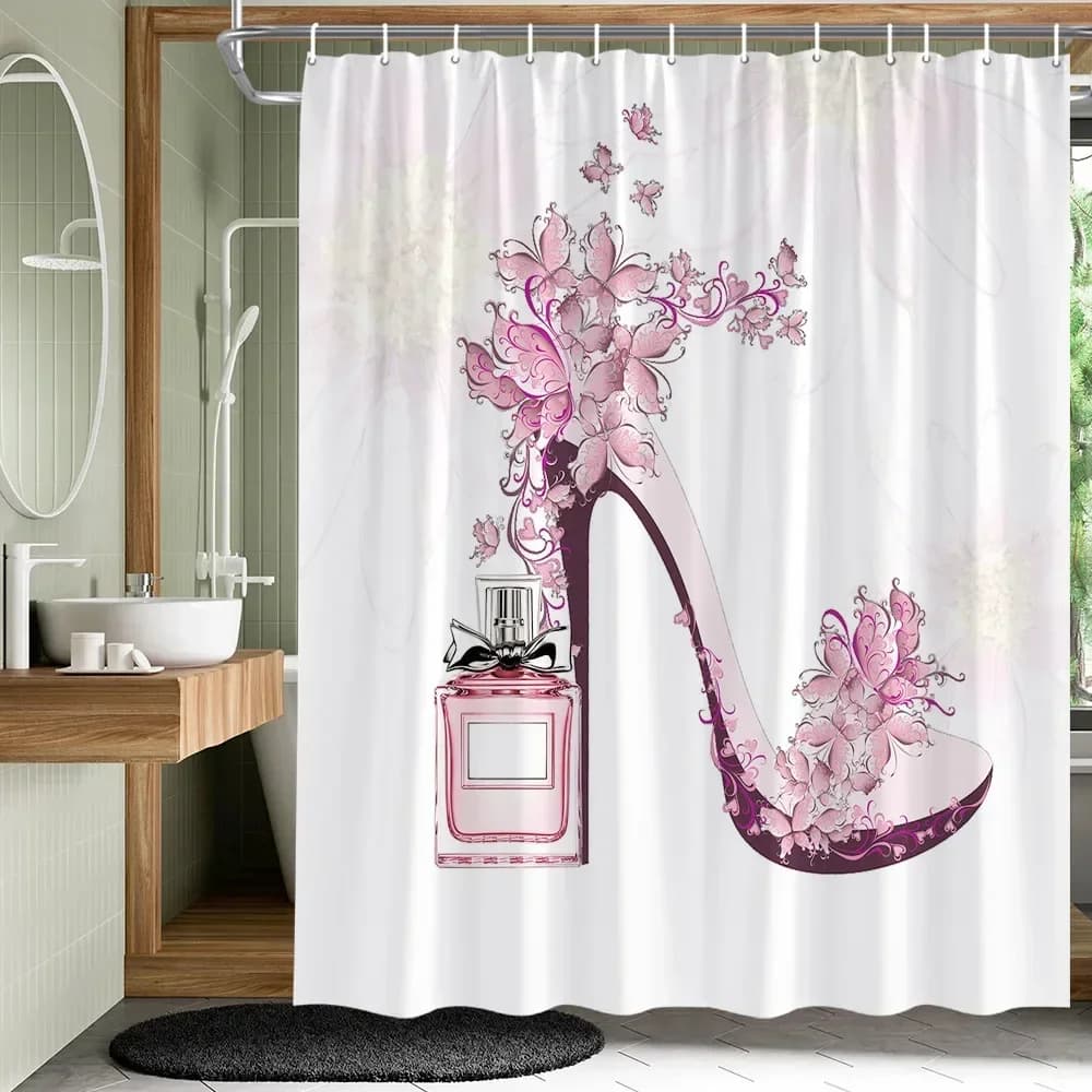 Fiori Pianta Tende da doccia Giardino Rosa floreale Uccello Tamburo Torre Tessuto Decorazioni per il bagno Tende da bagno divisorie resistenti agli spruzzi