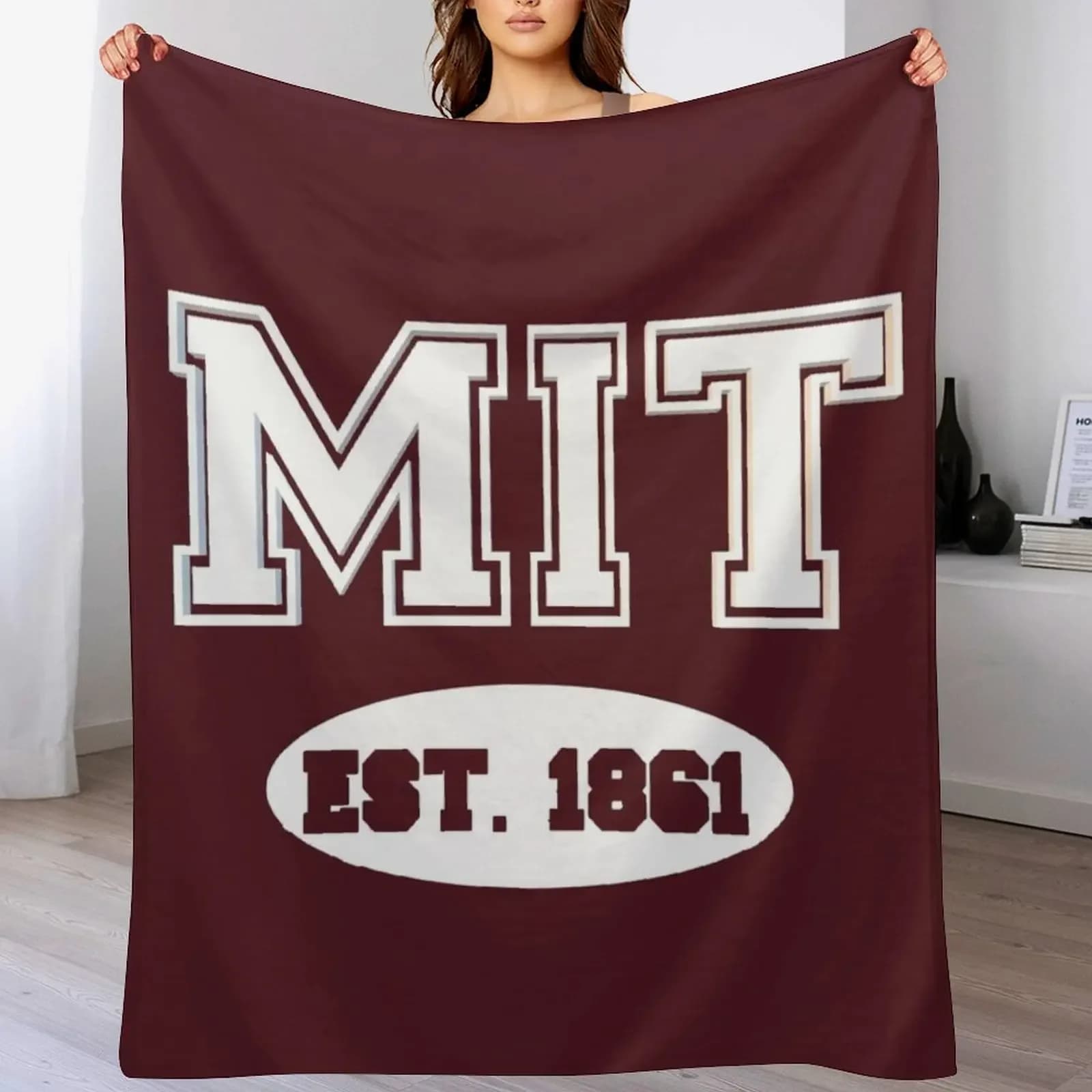 MIT EST 1861 | MASSACHUSETTS VARSITY Shooting blanket Morbida Peluche Scots Sleeping bag Bed Quilted blankets for fashionable sofa
