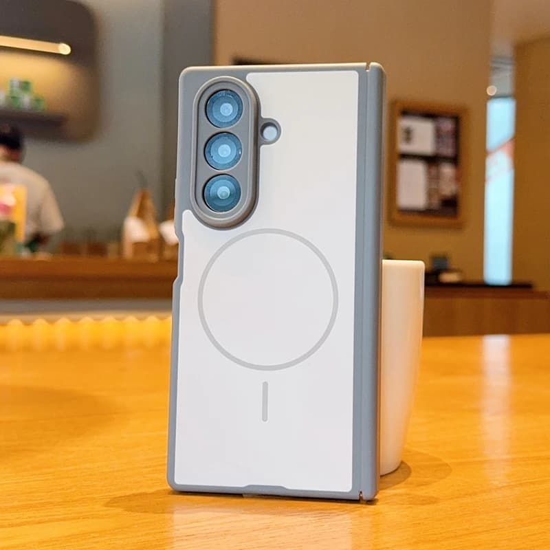 Custodia MagSafe per Samsung Galaxy Z Fold 7 6 5, opaca, con doppia cerniera, ricarica wireless, magnetica, senza protezione rigida frontale