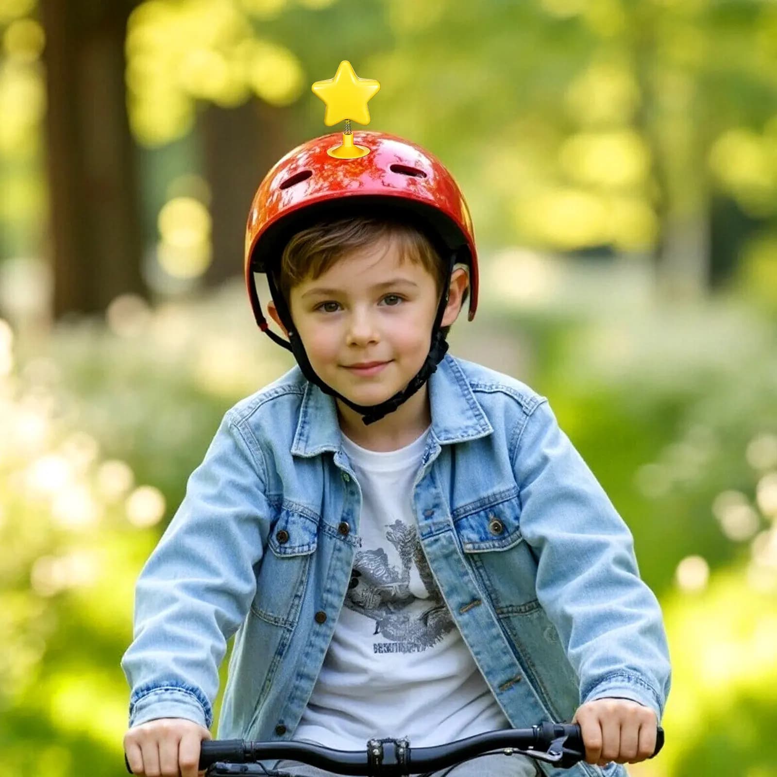 Set di 8 Decorazioni a Forma di Stella Gialla, Ornamenti a Molla per Caschi di Moto, Bici e Snowboard, Design Unico