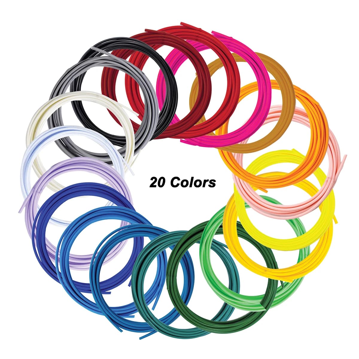 3D Pen Filament Refills, 20 Colors, 10 Feet Each Color, Total 200FT 3D Printing Material, for 3D Pen 1.75mm PLA & 3D Printer