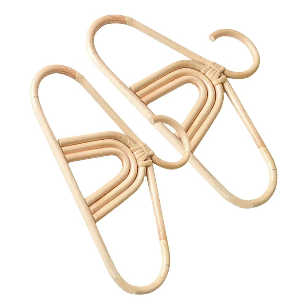 2Pcs Rattan Kids Hanger Eco Friendly Smooth Finish Compact Design Baby Clothes Hanger for Drying Storage Children Clothing