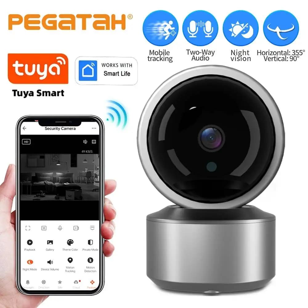 Nuova telecamera IP Tuya Telecamere di videosorveglianza Wifi da 5 MP Visione notturna HD Audio bidirezionale Monitoraggio automatico Cloud Smart Home Camera