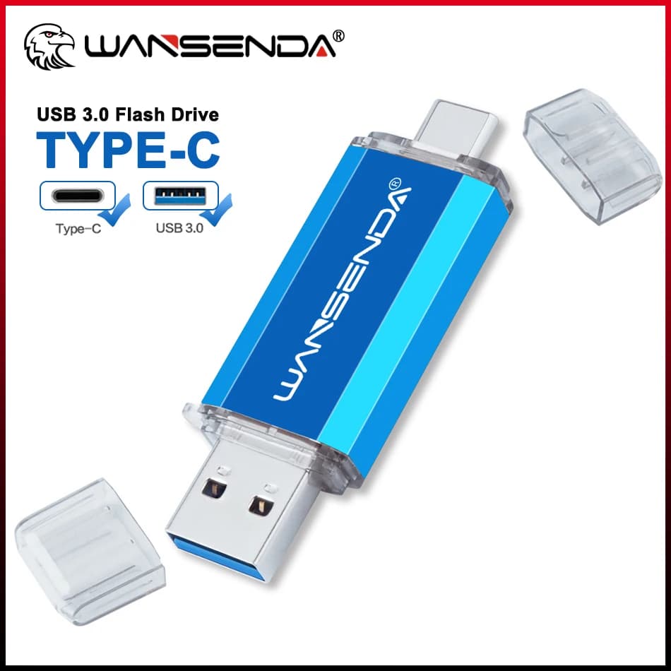 WANSENDA 32GB USB C Flash Drive 64/128/256/512GB Type-C Pendrive per Samsung Galaxy S10/S9/S8/S8 Plus/LG G6/Google Pixel XL