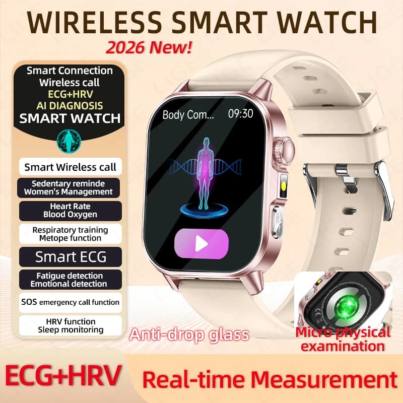 LIGE 2026 Nuovo Smartwatch ECG+PPG da Donna, Braccialetto Intelligente per la Salute con Monitoraggio Grasso Sanguigno, Acido Urico, BMI e Ciclo Mestruale Femminile, Grado Infermieristico, per Uomini e Donne