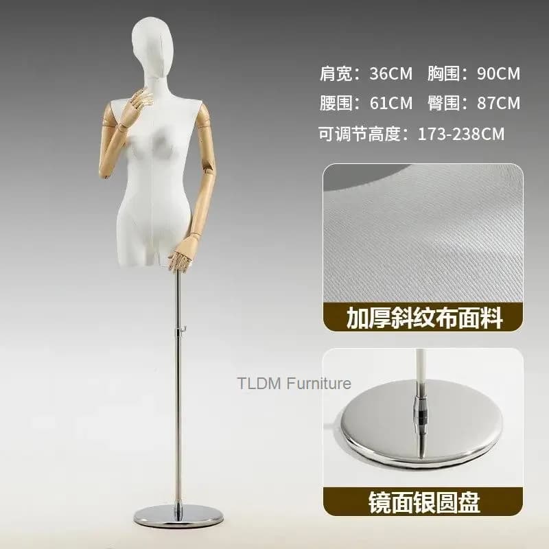 Garment Shoulder and Women's Korean Style Square Half with Adjustable Head Body Hands for Dress Form, Display Mannequins JT40M