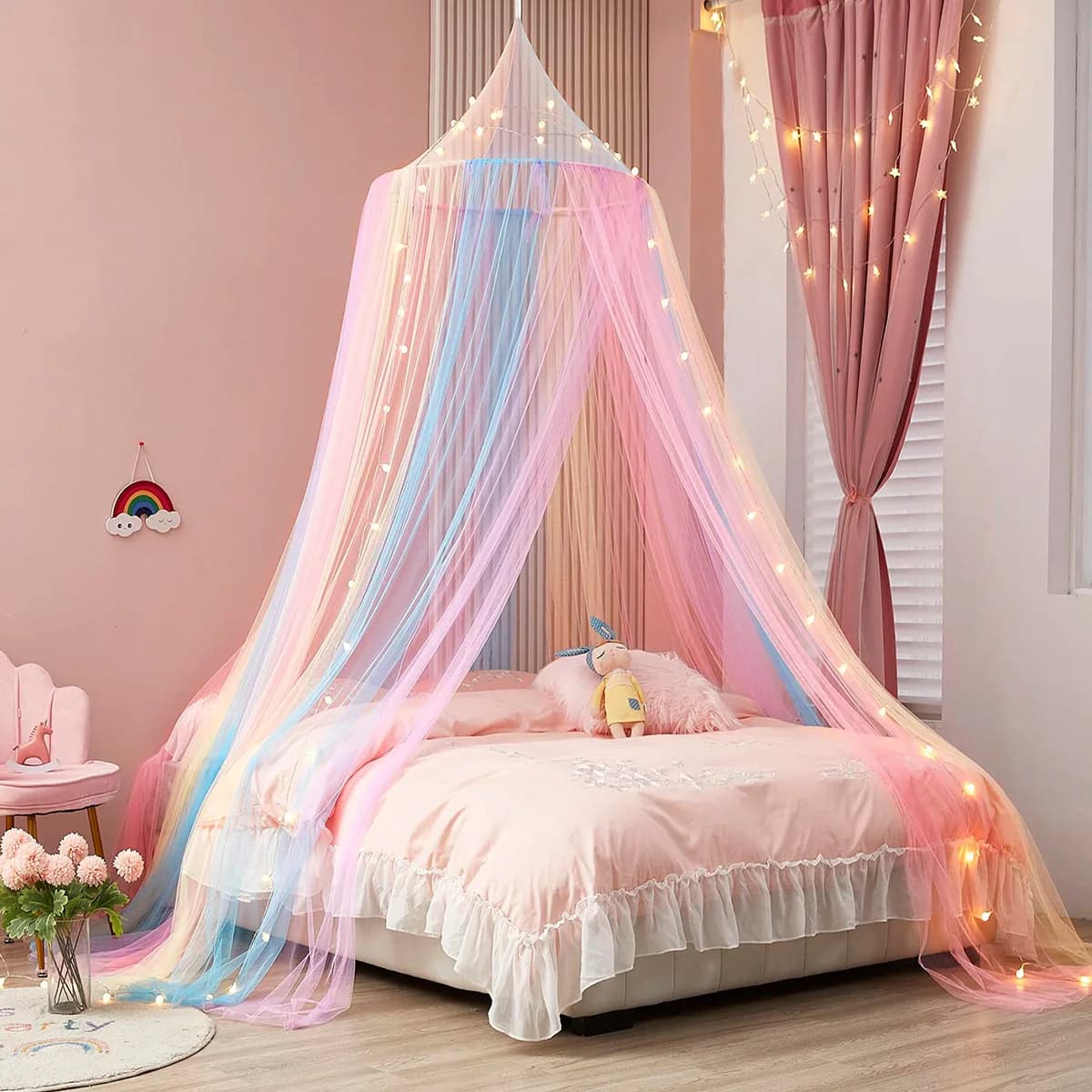 Rainbow dome mosquito net for infants, canopy tent for crib, baby bedroom decoration