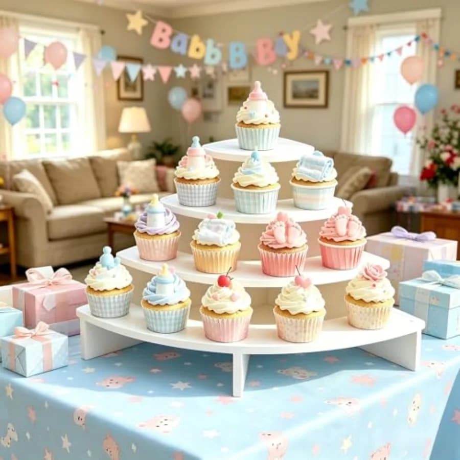 4 Tier Buffet Risers Display, Perfume Organizer Stand, Dessert Display Shelf, White Cupcake Stand Holder Stable Tiered Shelf fo
