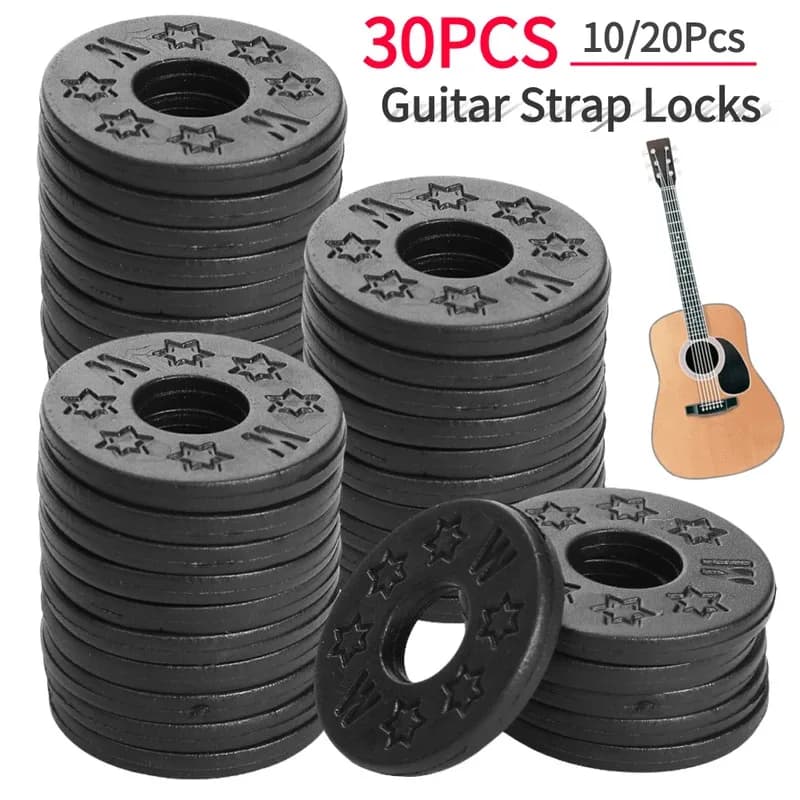 10/20/30PCS Cinghia Della Chitarra Serrature Blocchi di Gomma Blocco di Sicurezza Protezione per Basso Ukulele Acustico Classico Accessori Per Chitarra Elettrica