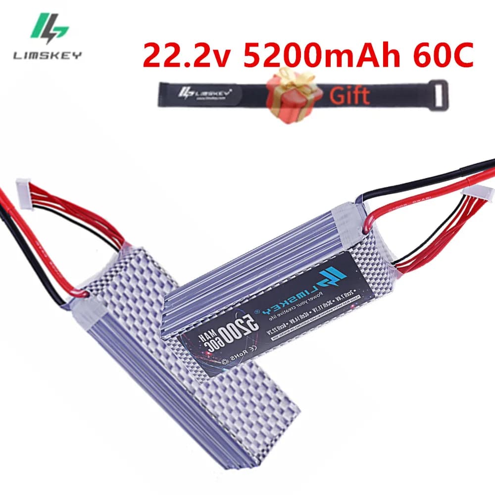 Batteria ricaricabile Lipo RC da 5200mAh 6S 22.2V 60C per auto RC, camion FPV, elicottero con connettore XT60 XT90
