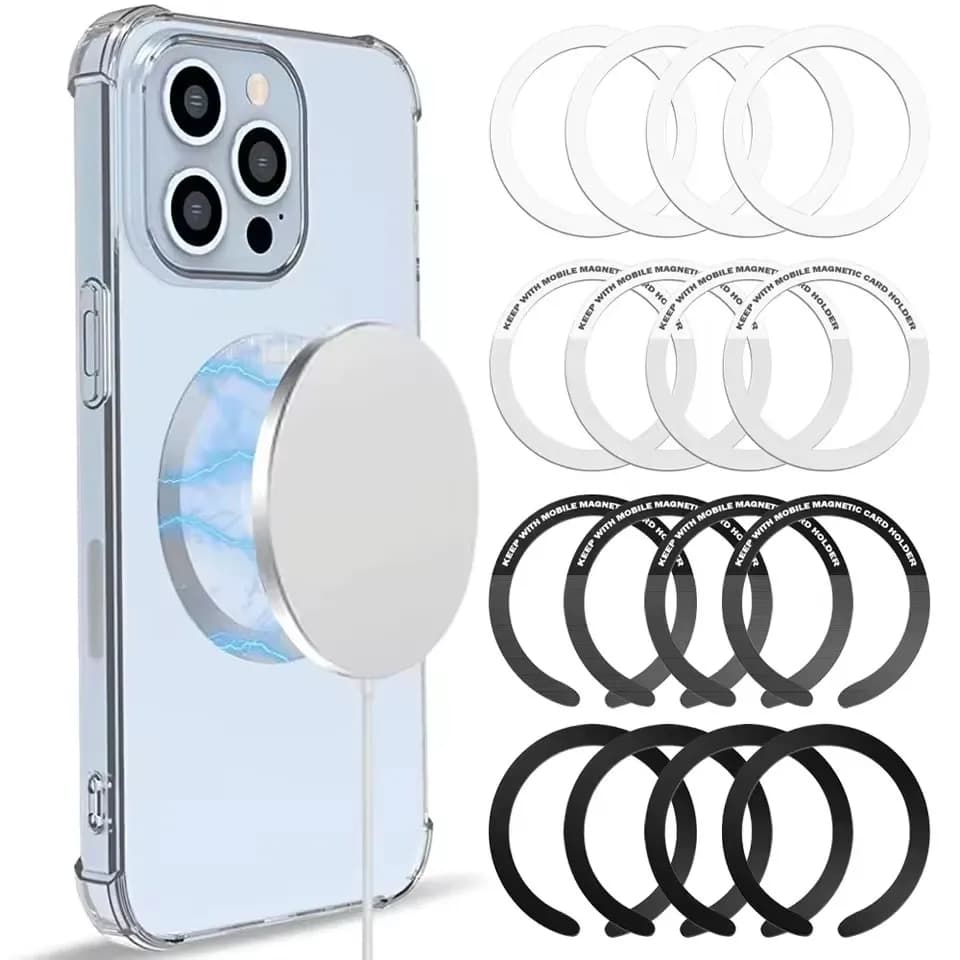 Anello magnetico universale in lamiera metallica in acciaio inossidabile per caricabatterie wireless Magsafe Supporto per telefono per auto con magnete adesivo in lamiera di ferro