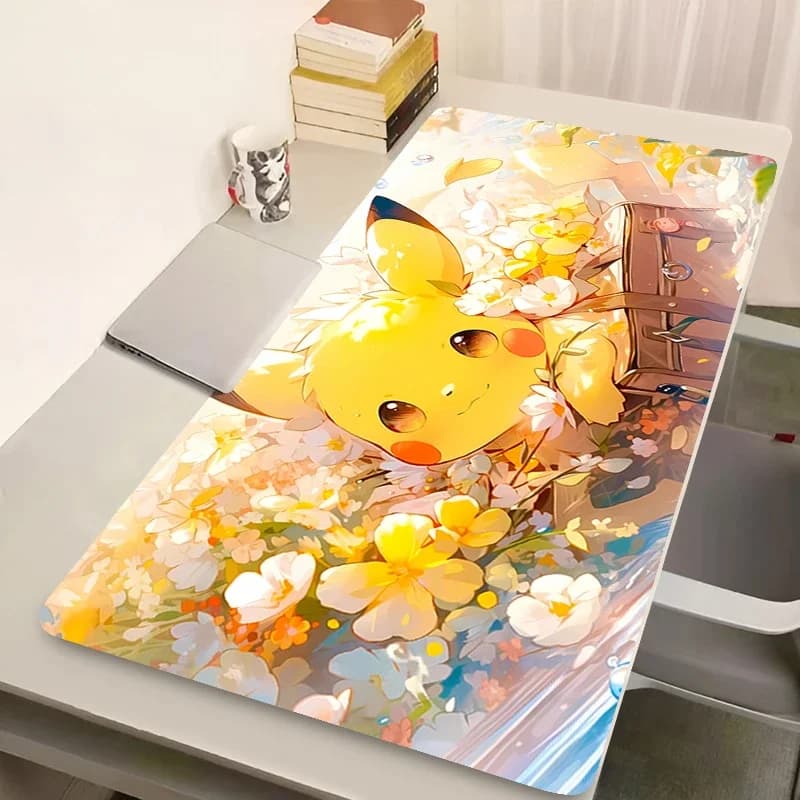 Tappetino per mouse da ufficio in pelle PU Kawaii Laptop Giappone Anime Gaming Tastiera PC Pokemon Pikachu Tappetino per mouse Tappetino da scrivania esteso antiscivolo