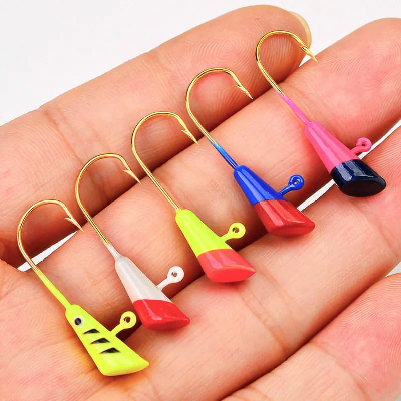 50 pz Ami Da Pesca Piombo Jig Testa Amo Da Pesca Forniture Nuovo Crappie Esche Morbide Insetto Esca Accessori Carpa Jig Testa Affrontare Strumento