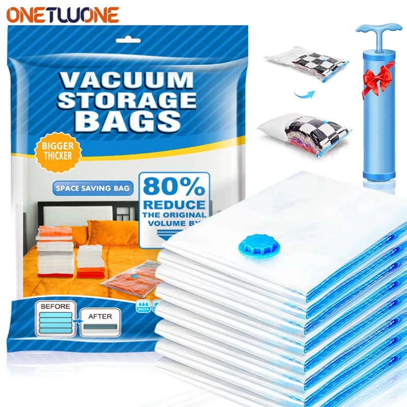 Sacchetti sottovuoto 1/5/10 pezzi, per biancheria da letto, cuscini, asciugamani, salvaspazio per vestiti ​ Borsa da viaggio, con pompa a mano, pacchetto borsa sottovuoto