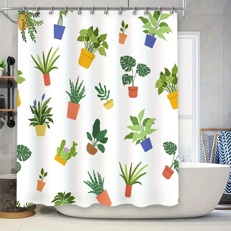 Vibrant piante da interno Tappetino da bagno Tenda da doccia Decorazione perfetta per il tuo bagno con fogliame verde Modelli di fiori Dimensioni Personalizzabili