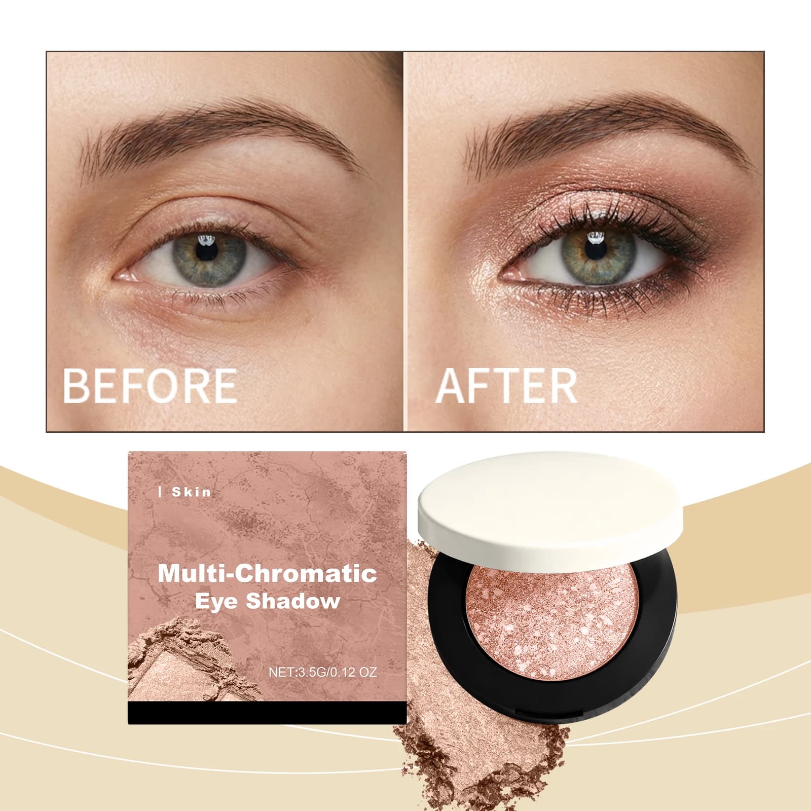 Palette Multichromatic Eyes Opachi and Shimmer, Long Lifetime, Waterproof, Facili da Sfumare, High Pigmentation, Natural Cosmetics for Eyes