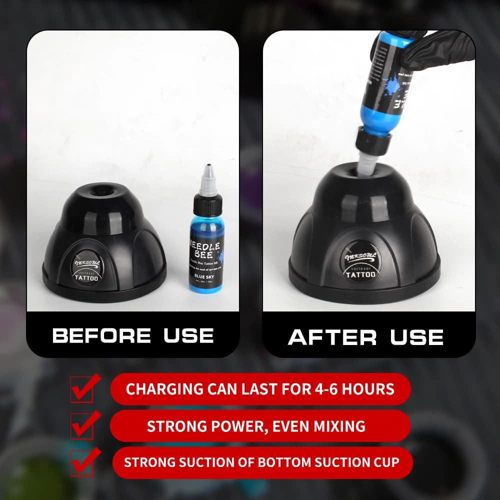 Vortex Tattoo Ink Mixer - 1500 mAh Rechargeable Battery - Electric Agitator for Tattoo Mixing - Mini vortex Tattoo Kit - Essential Tattoo Supply
