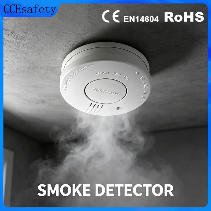 Rilevatore di fumo 9V Batteria sostituibile Allarme fumo e incendio Sensore di fumo Basso segnale acustico batteria per cucina Camera da letto Ufficio CE EN14604