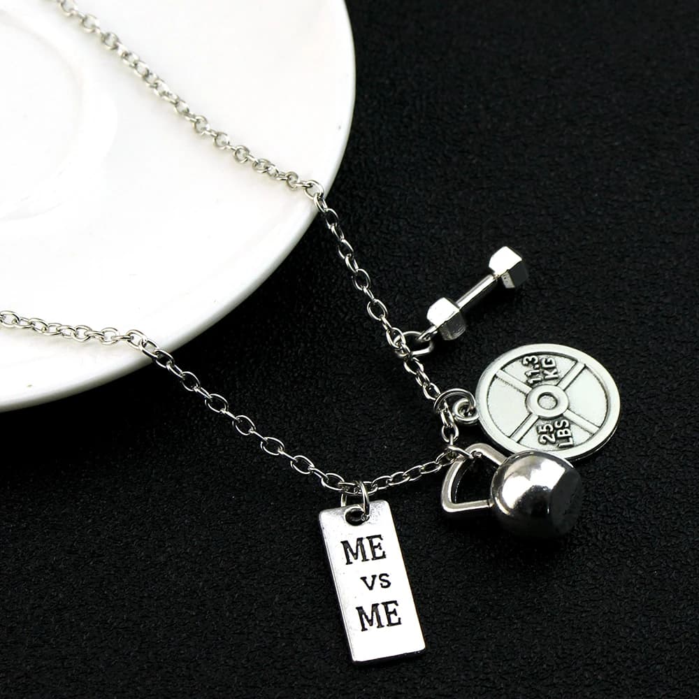 Necklace with Pesi and Manubri Shape Pendant, Fitness Jewellery for a Musculous and Dominant Look