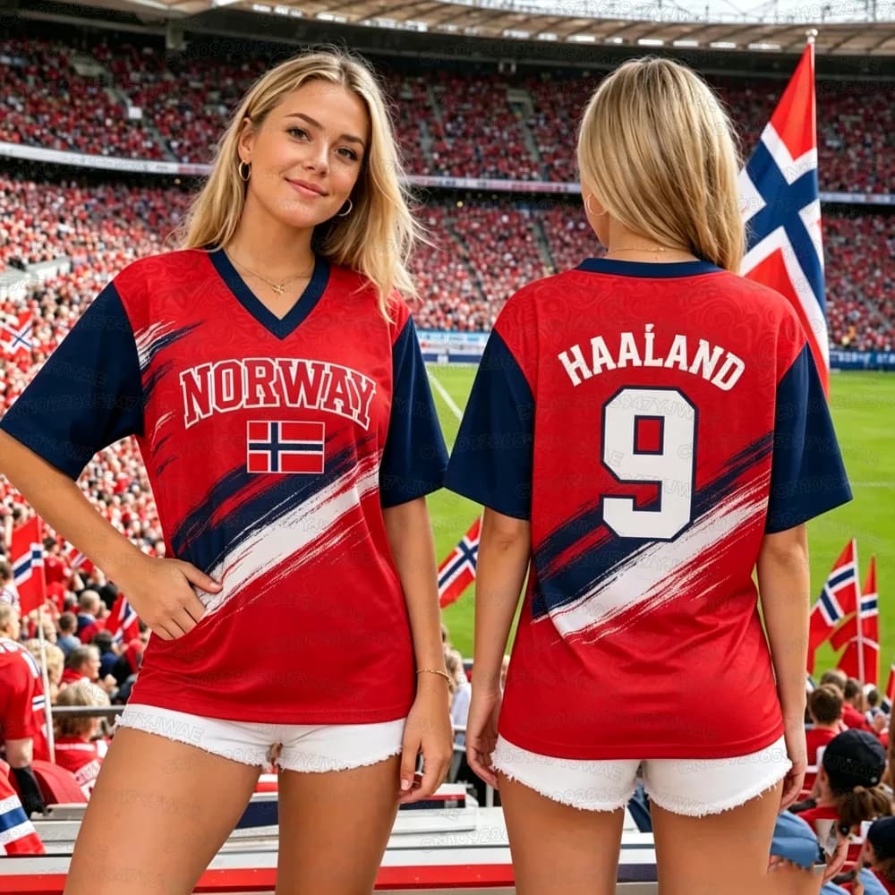 2026 Norway Summer New Football T-shirt for Men and Women, 3D Fashion Printed Breathable Quick Drying, Versatile for Daily Use