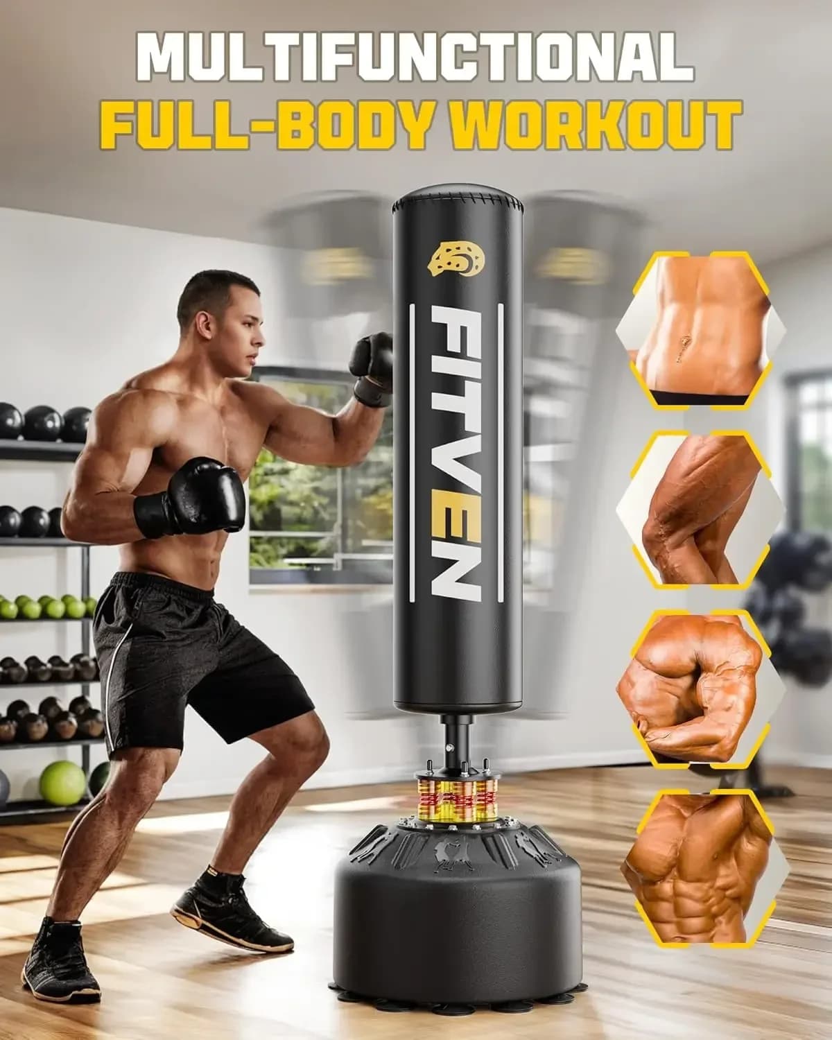 Uncounted price, Unmissable offer! Boxing bag Self-supporting with Boxing Gloves, Heavy Satin with Suction Cup for Adults and Children