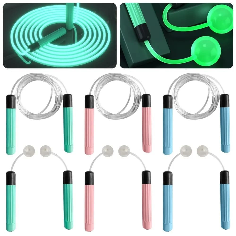 PU LED Luminous Jump Rope Adjustable Length Dazzling Light Glowing Jump Cords Bright Fluorescent Skipping Rope