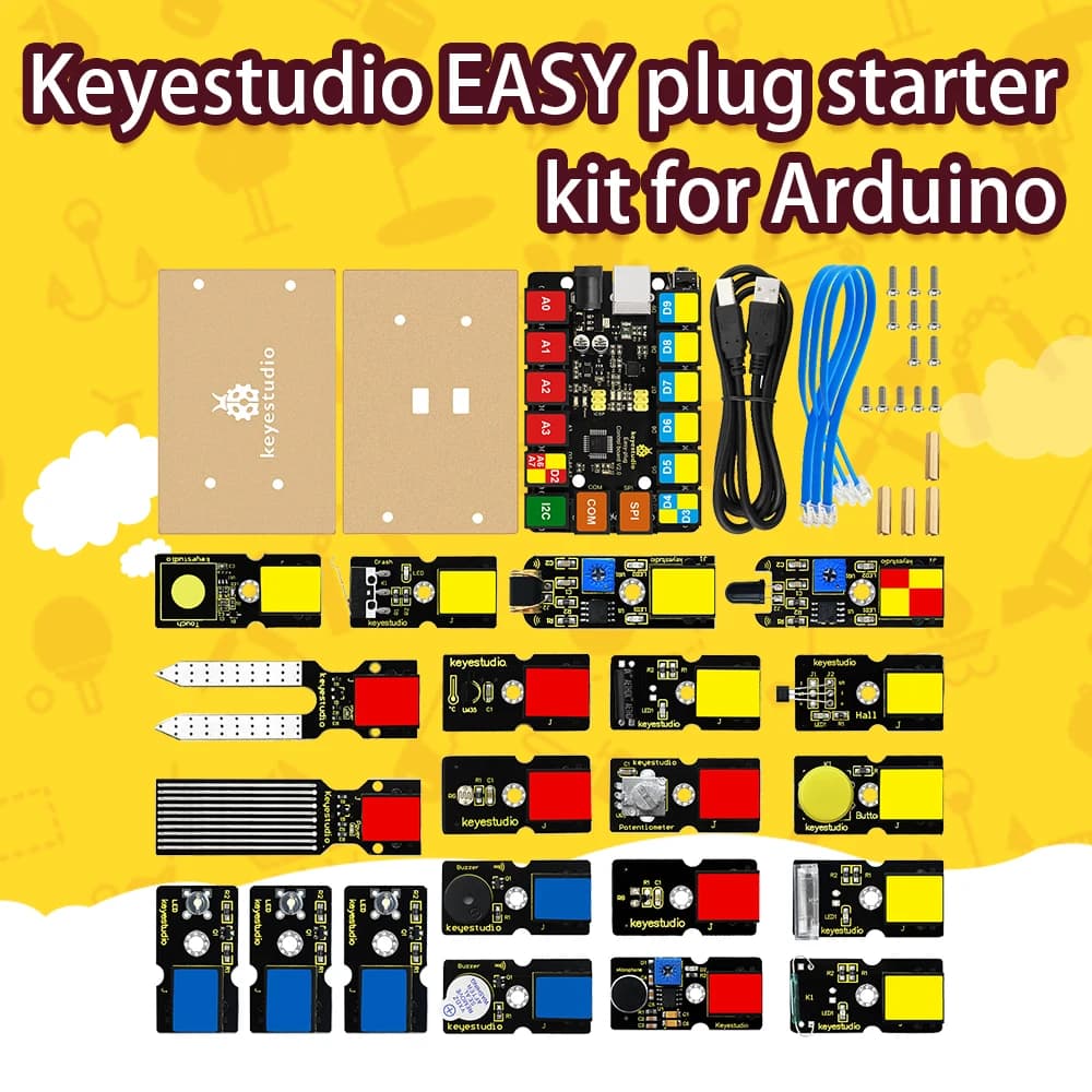 Kidsbits Keyestudio RJ11 EASY Plug Starter Kit for Arduino STEAM Professional Programming Projects Electronic DIY Kit