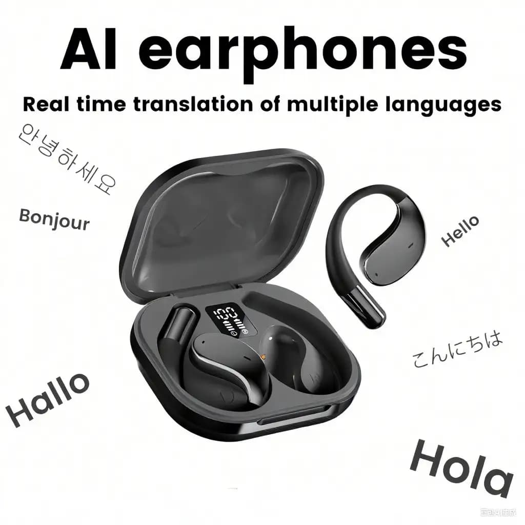 AI Translator Headphones Smart Voice Translation Earbuds 150 Languages Online Translator Bluetooth-Compatible In Ear Headphones Real Time Translator Device For Business Travel And Daily Use