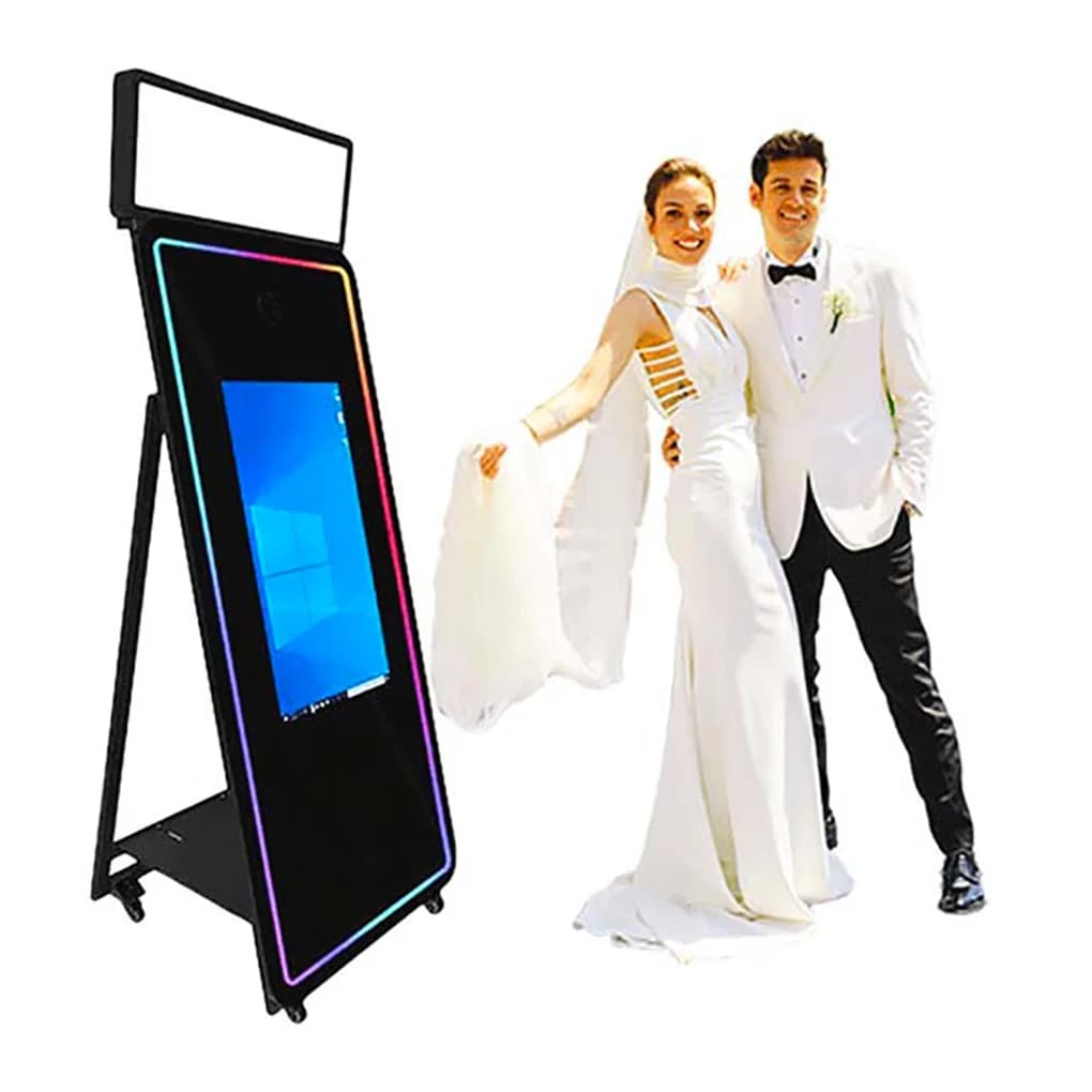 Cabina Fotografica Digitale Magic Mirror con Stampante, Design con Cornice in Vetro Infinity 360 per Uso Professionale e Noleggio