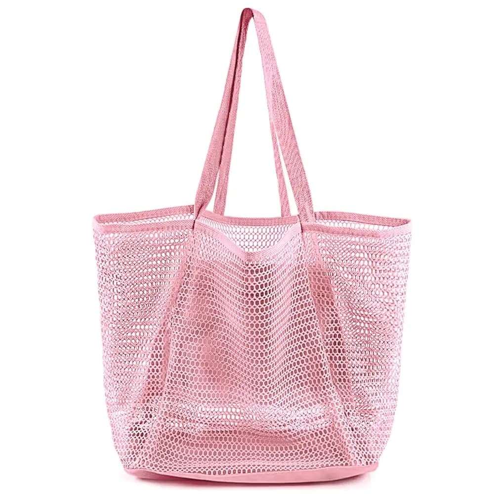 Borse da Spiaggia per Donne, Borsa a Rete Estiva da Viaggio con Ampia Tasca Interna, Borsa a Tracolla Intrecciata Resistente alla Sabbia