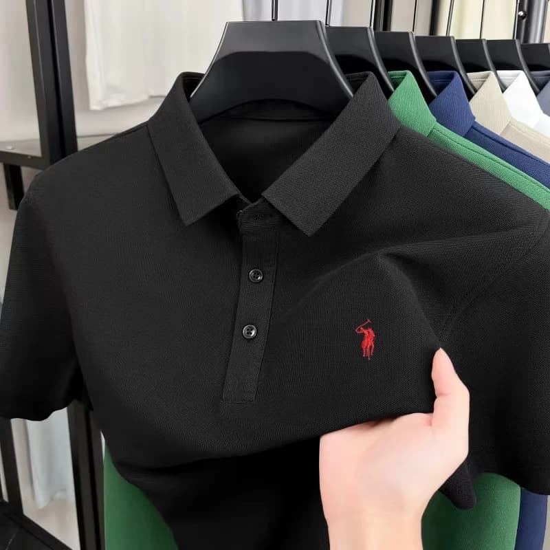 2026 High end brand short sleeve men's polo shirt luxury pony embroidery summer lightweight breathable T-shirt new fashion golf