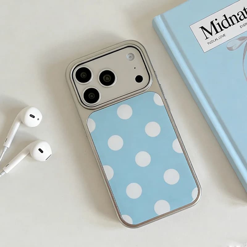 Coreano INS Trendy Blu Bianco Punti d'onda Goccia Colla Cassa Del Telefono Per iPhone17 Promax Air 16 15 14 13 12 11 Pro Max Plus Y2k Copertura