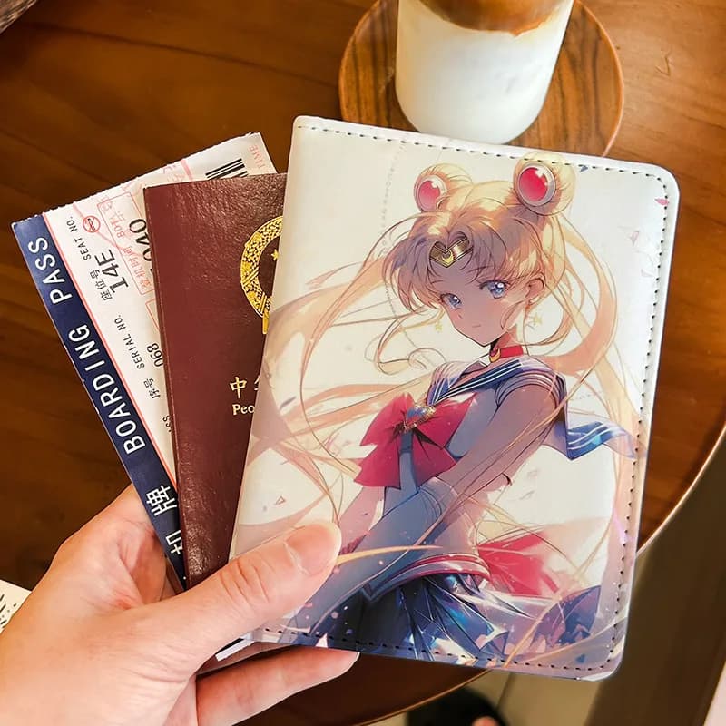 Sailor Moon Passport Holder and Document Package Protective Case Multifunctional Card Bag for Portable Storage During Overseas