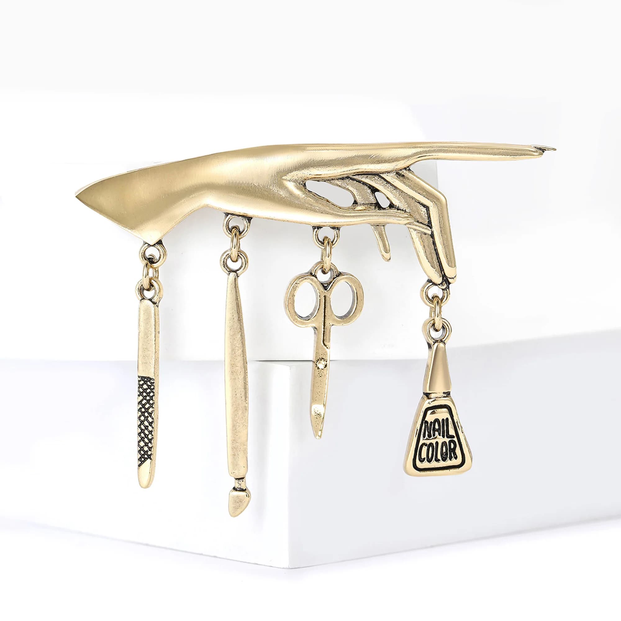 Spille di Lusso in Metallo a Tema Attrezzi da Manicure per Donna e Unisex, Spille Creative per Banchetti, Feste, Zaini, Regali e Accessori Gioiello