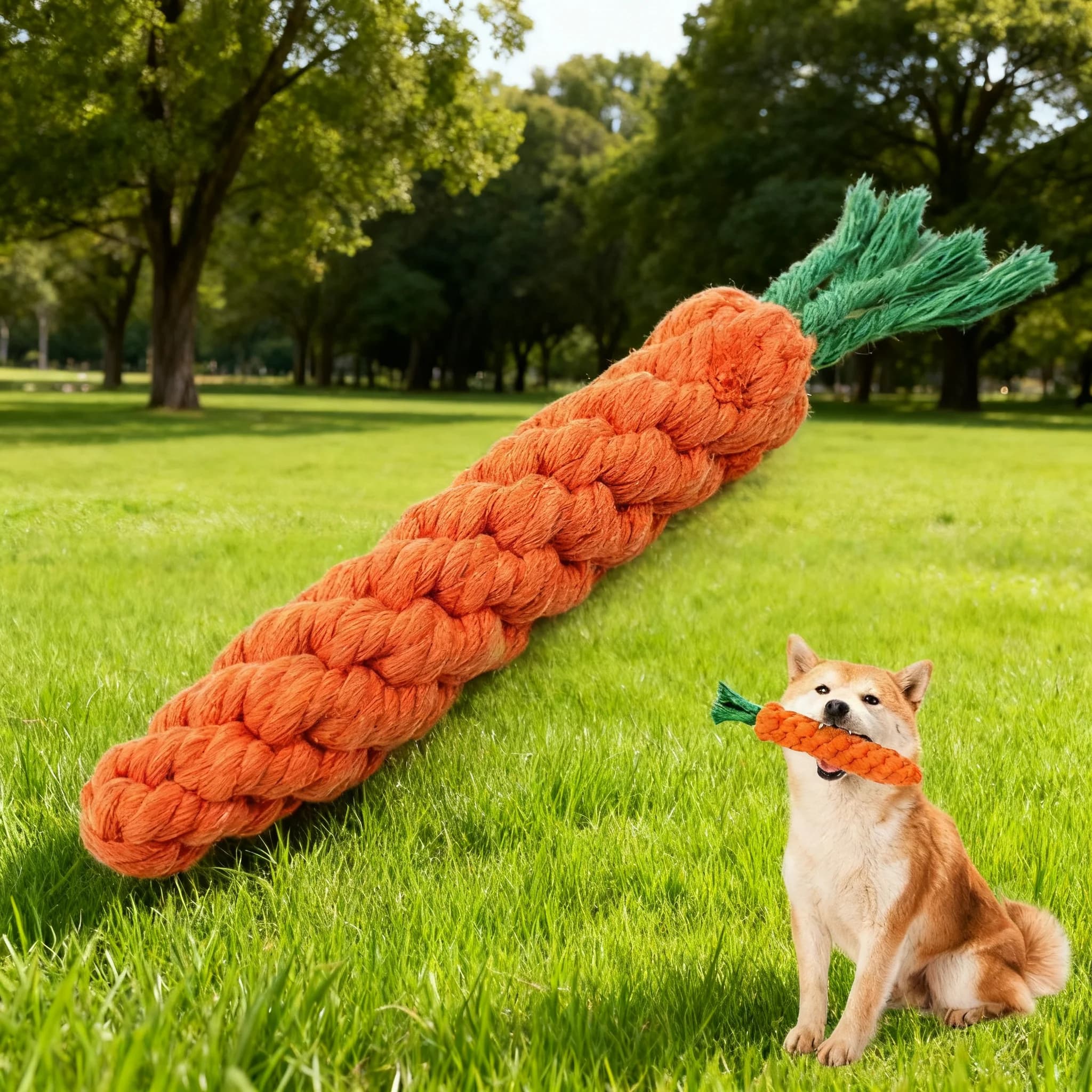 1Pcs Carrot Dog Bite Rope Pet Dog Toys Safe Durable Braided Bite Dog Chew Toys Resistant Puppy Molar Cleaning Teeth Cotton Rope