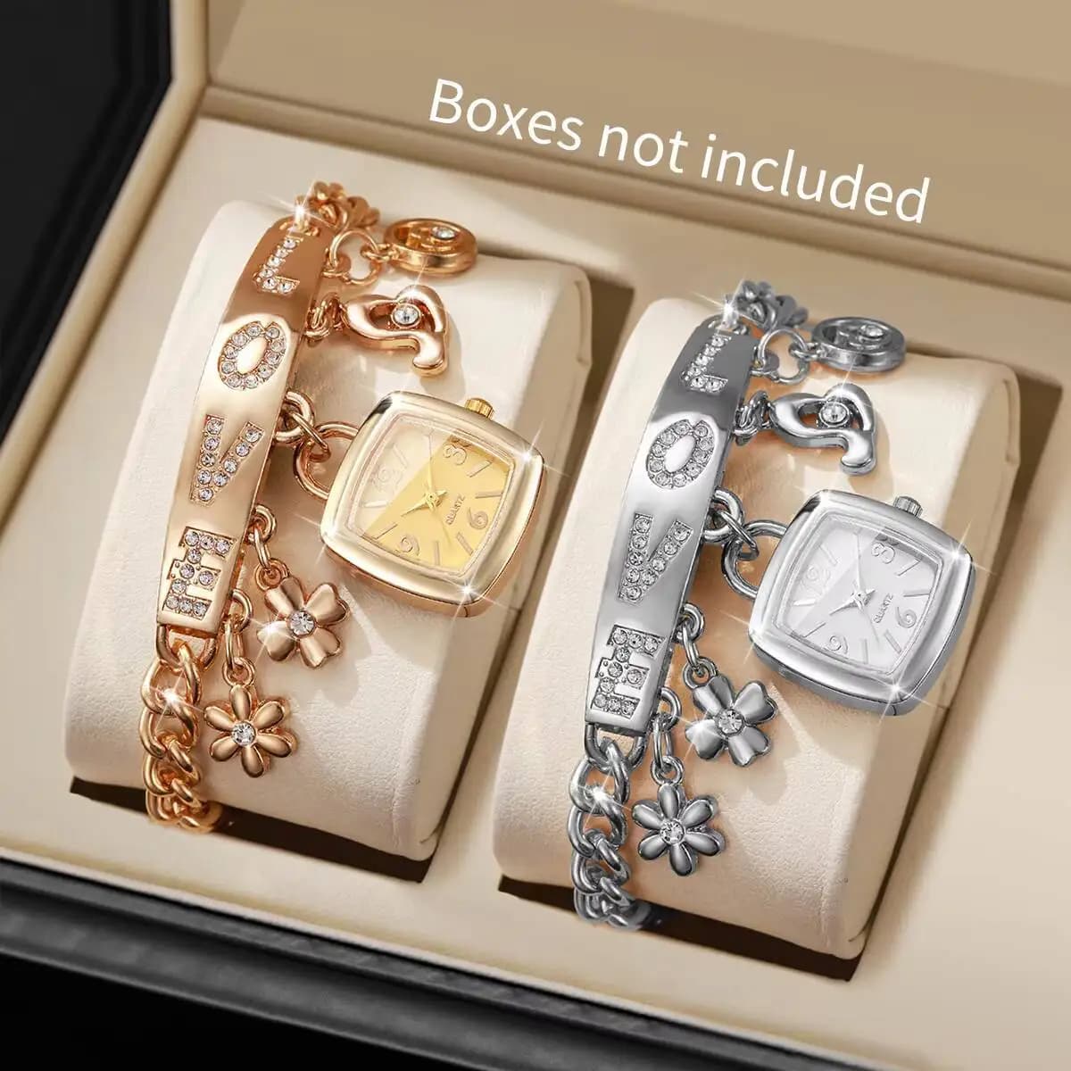 1/2 Piece of Quartz Wrist Watch with Fashionable Women's Luxury Strap Set Women's Watch With Dial With Arabic Numerals Square (No Box)