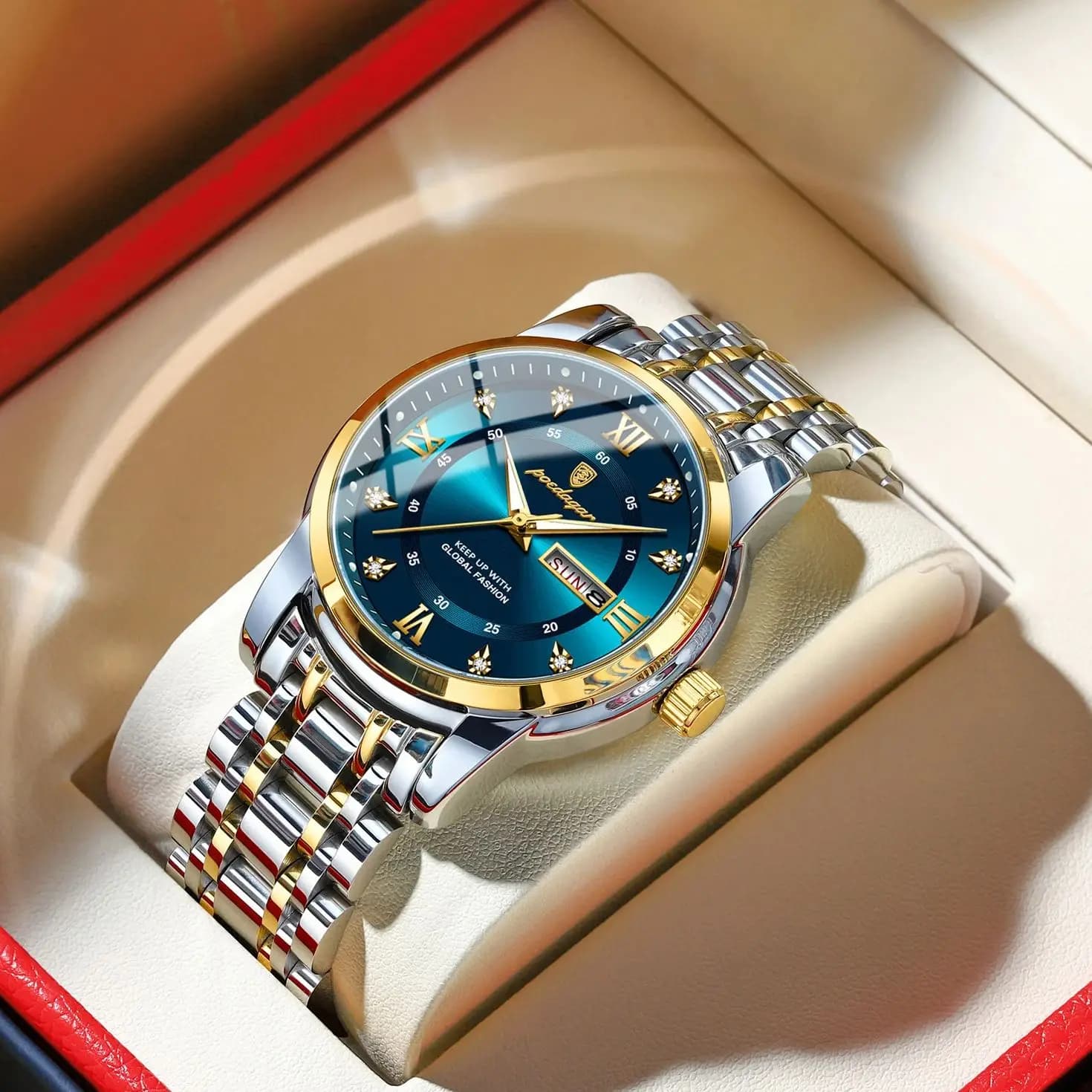 POEDAGAR Orologio da uomo alla moda di lusso impermeabile luminoso data settimana orologio da uomo business quarzo orologi da uomo in acciaio inossidabile Reloj