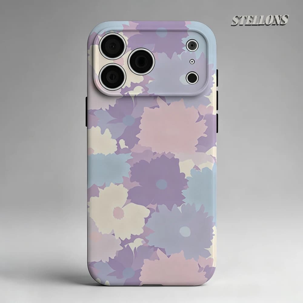 Custodia per telefono floreale viola pastello per custodia magnetica per iPhone 17 16 15 14 13 Pro Max Plus, custodia robusta a strato singolo/doppio