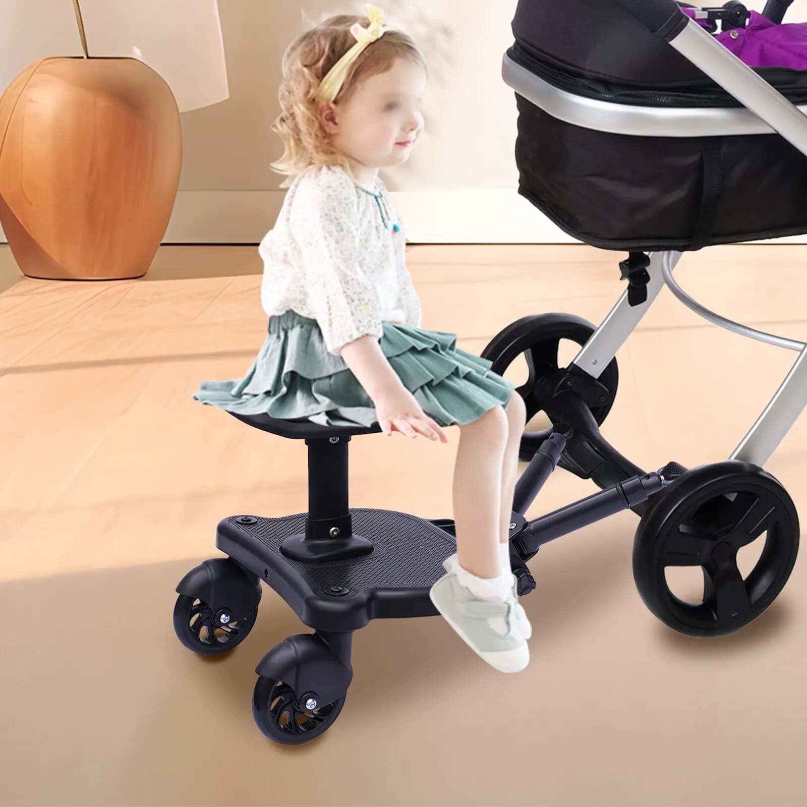 Tavola aliante universale per passeggino per bambini da 3 a 7 anni Attacco da giro 2 in 1 con supporto per sedile staccabile