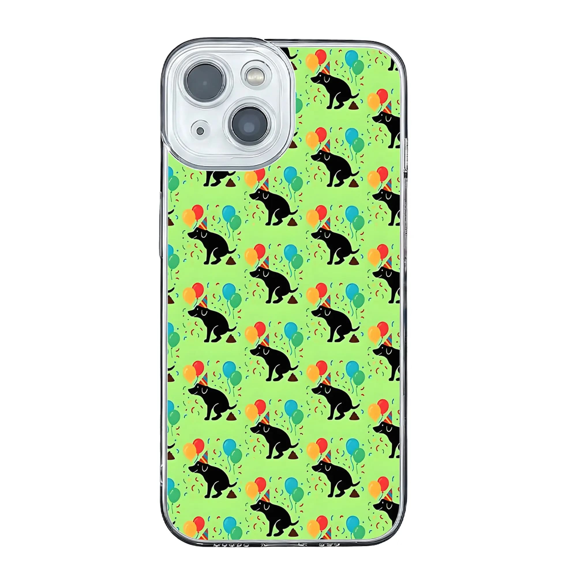 Cover anti-collisione Pooping Dog Party per iPhone 17 16 15 14 13 12 11 Pro Max