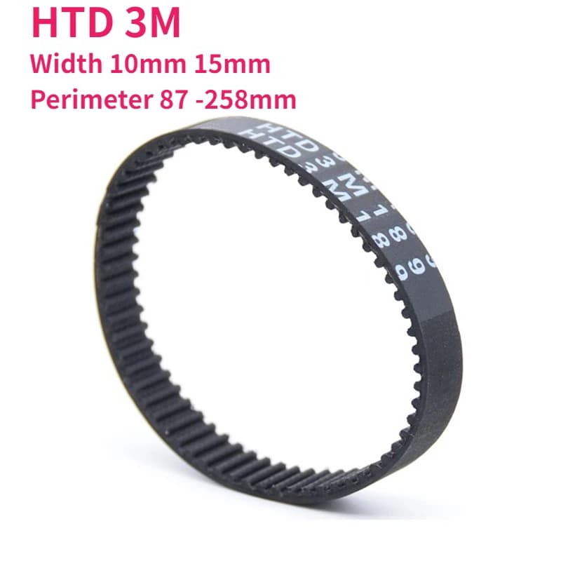 HTD 3M Cinghia dentata sincrona in gomma ad anello chiuso Passo 3mm Larghezza 10mm 15mm Perimetro 87 90 105 108 111 120 -258mm