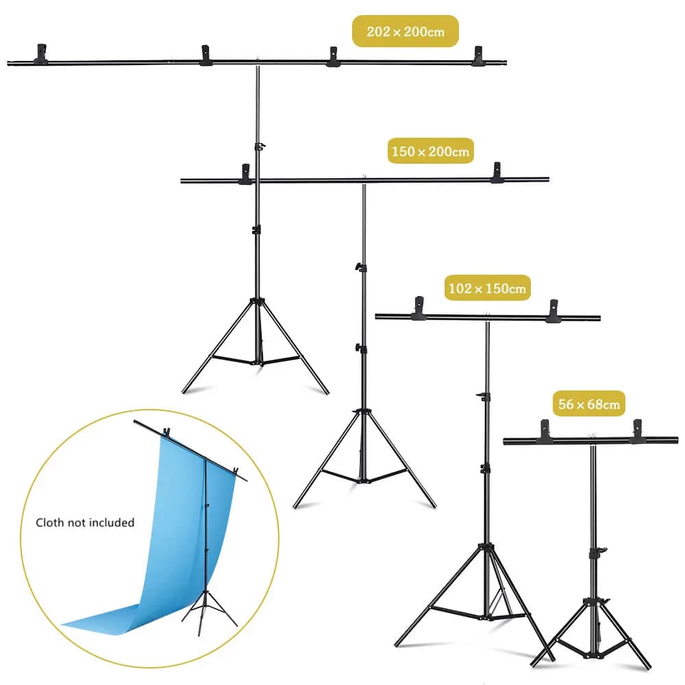 T Support for Photo Wallpaper, Photo and Video Studio Support System, Green Screen for Chroma Key with Stativo