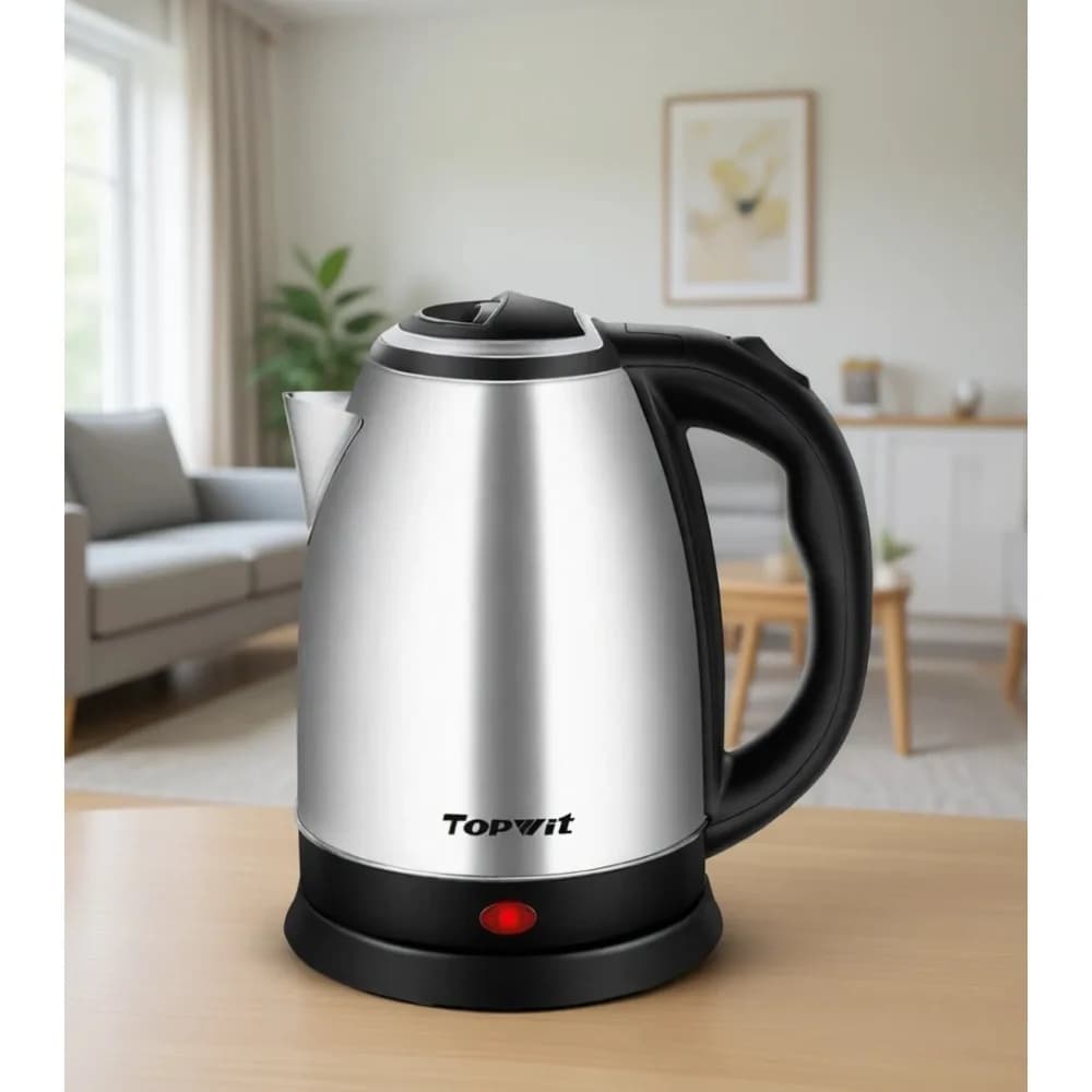 Bollitore elettrico in acciaio inossidabile da 2 litri, bollitura rapida, spegnimento automatico, protezione contro l'ebollizione a secco, senza BPA, colore argento