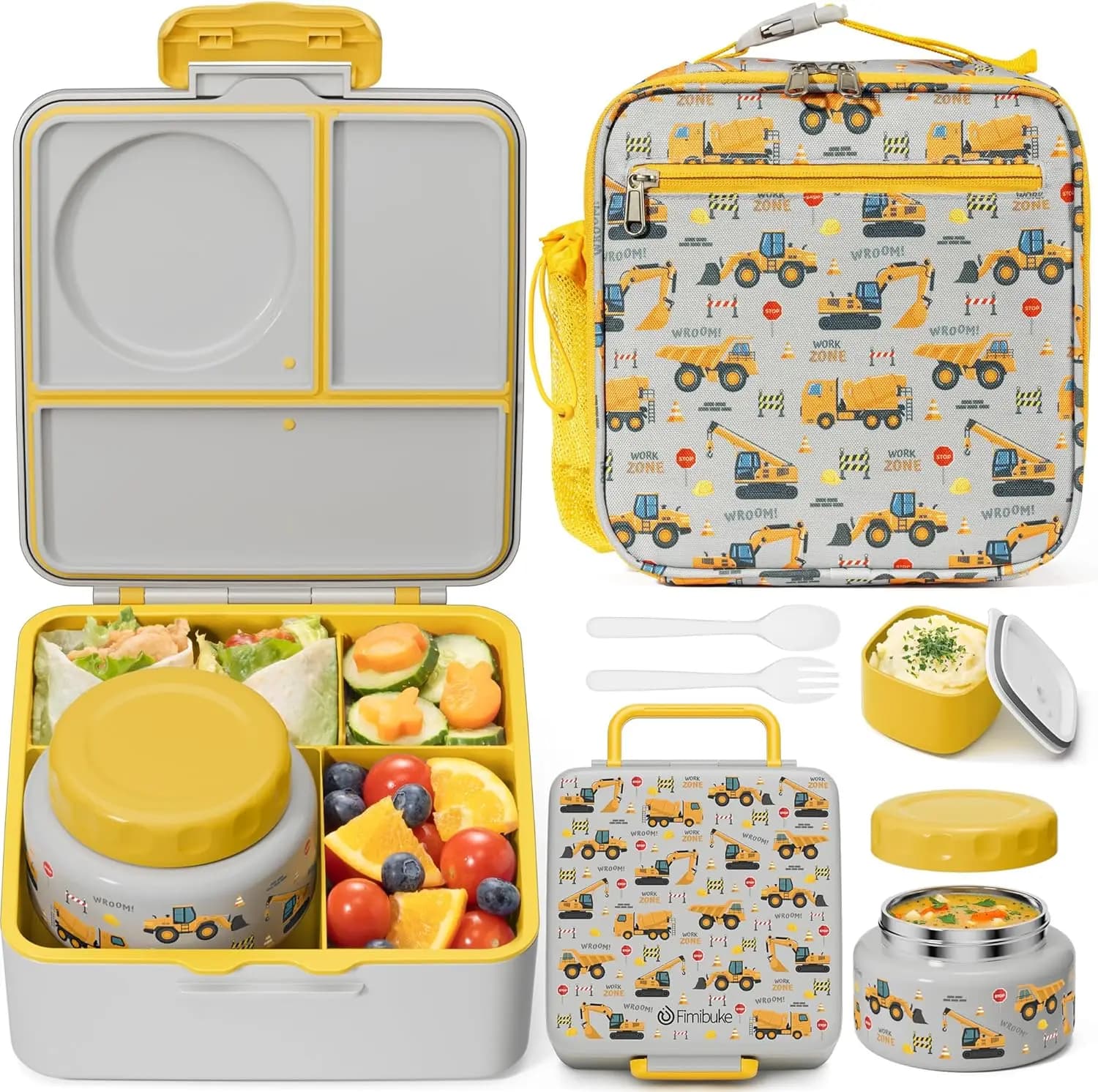 Set di Contenitori Termici per Pranzo con Barattolo da 8oz, Scomparti Ermetici per Bambini e Adulti