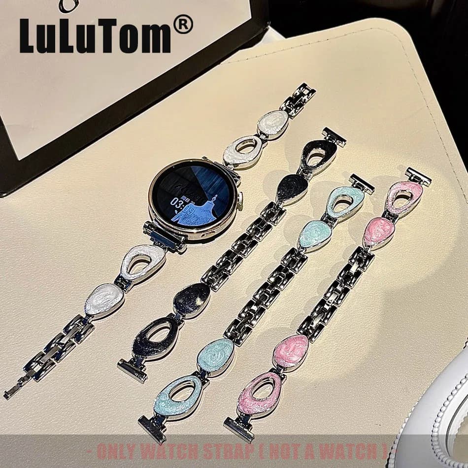 Starlight Metal Epoxy Strap 18mm 20mm 22mm for Samsung Galaxy Watch 7 6 5 4 / Huawei GT 5 4 3 Pro Women's Strap