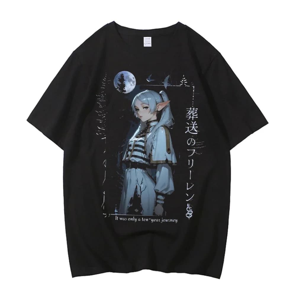 Frieren cotton tshirt men graphic korean clothes Pop Culture Pastel 80s Comfortable top tees kawaii anime Pastel Classic Grunge