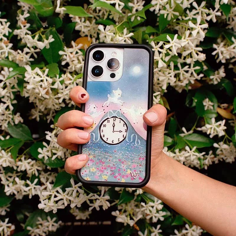 Carino Orologio Cervo Cassa Del Telefono Per iPhone 16 Pro 15 Plus 13 12 14 Pro Max Copertura Acrilico Del Fumetto Animale Fiore Selvatico Custodie Kawaii Capa
