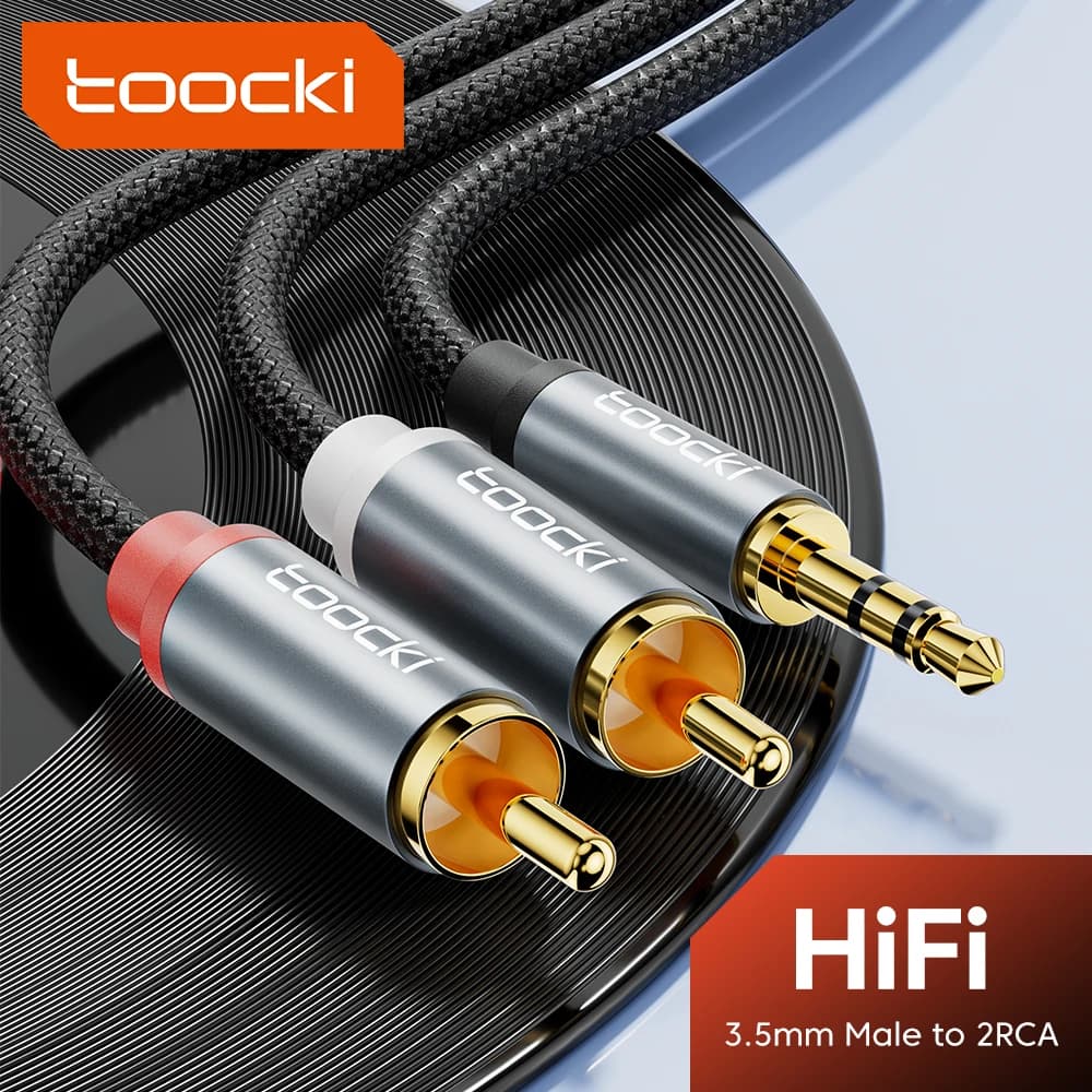 Toocki Cavo RCA HiFi Stereo Jack da 3,5 mm a 2 RCA Cavo audio Splitter per amplificatori Audio Home Theater Cavo RCA